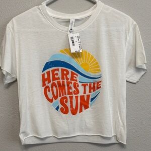 Next Level Apparel White Tee with Sun and Waves Graphic